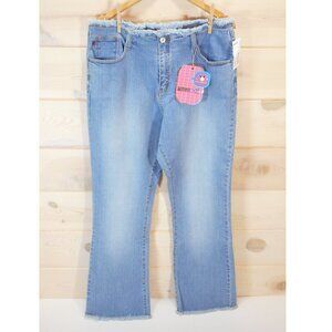 NWT Vintage Y2K Zana Di Jeans size 16 Blue Faded Denim Raw Hem 5-Pocket Flare